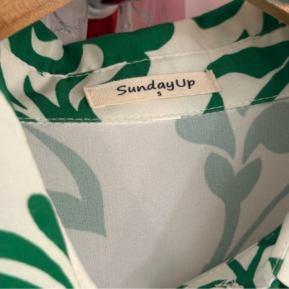 Sunday up Green Floral Ruffle Hem Montecito Dress Small - Picture 5 of 9